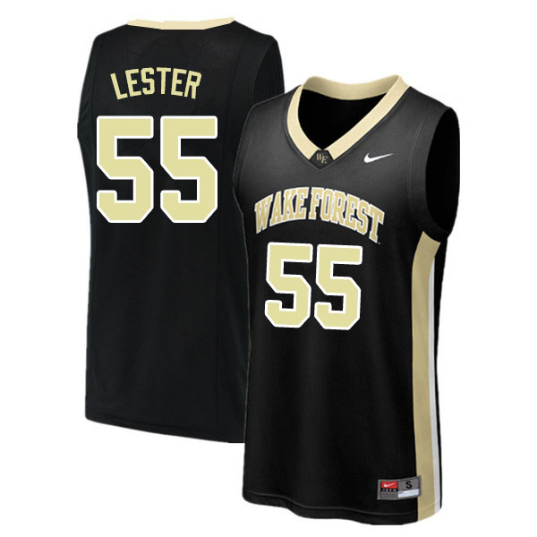 Men #55 Miles Lester Wake Forest Demon Deacons College Basketball Jerseys Sale-Black